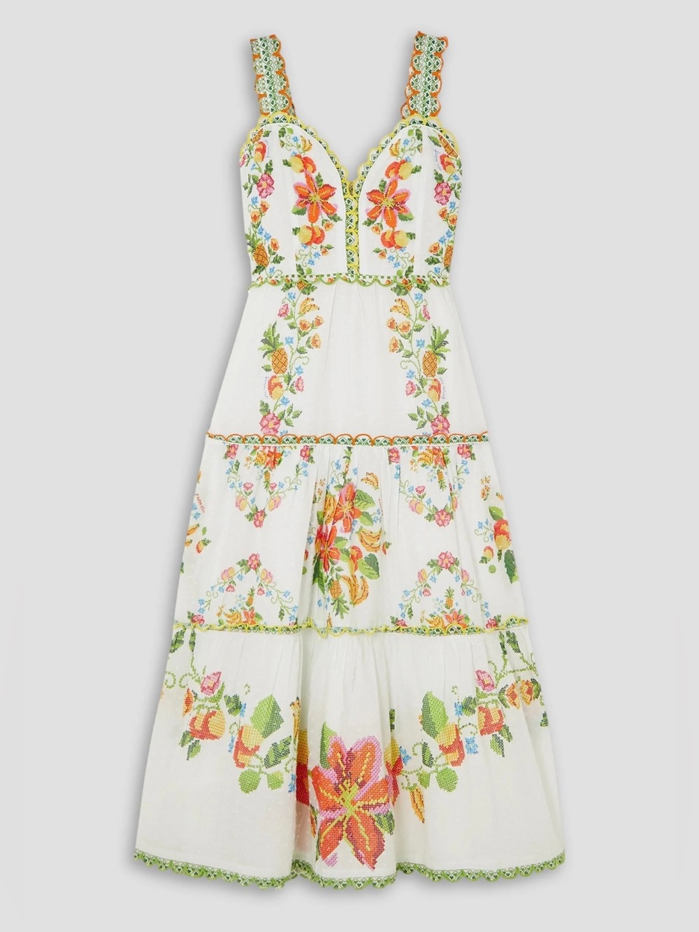 NWT Farm Rio Mixed Tropical Romance Embroidered Midi Dress XL - Picture 2 of 5